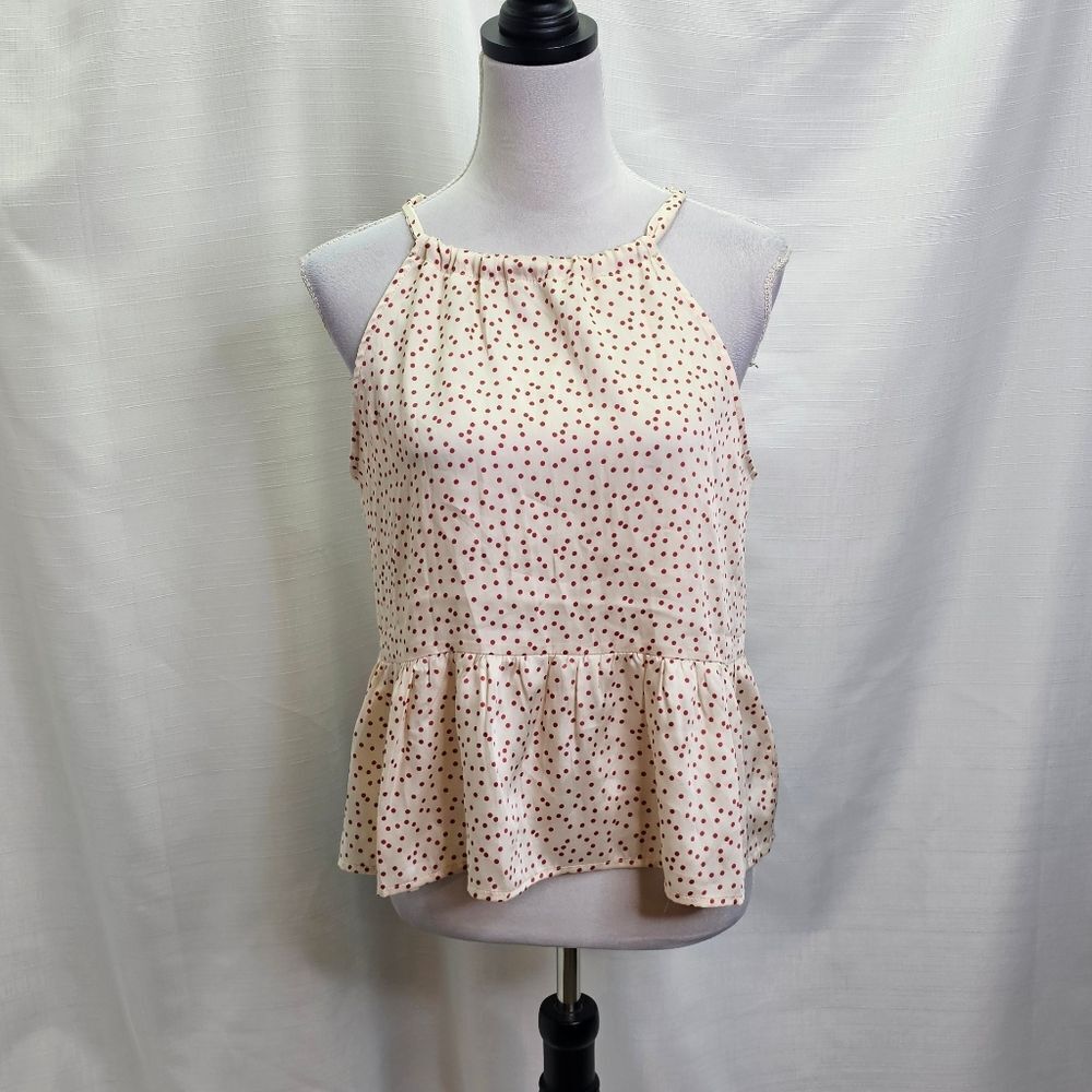 Francesca's Collections Miami Polka Dot Halter Peplum Tank Size Small
